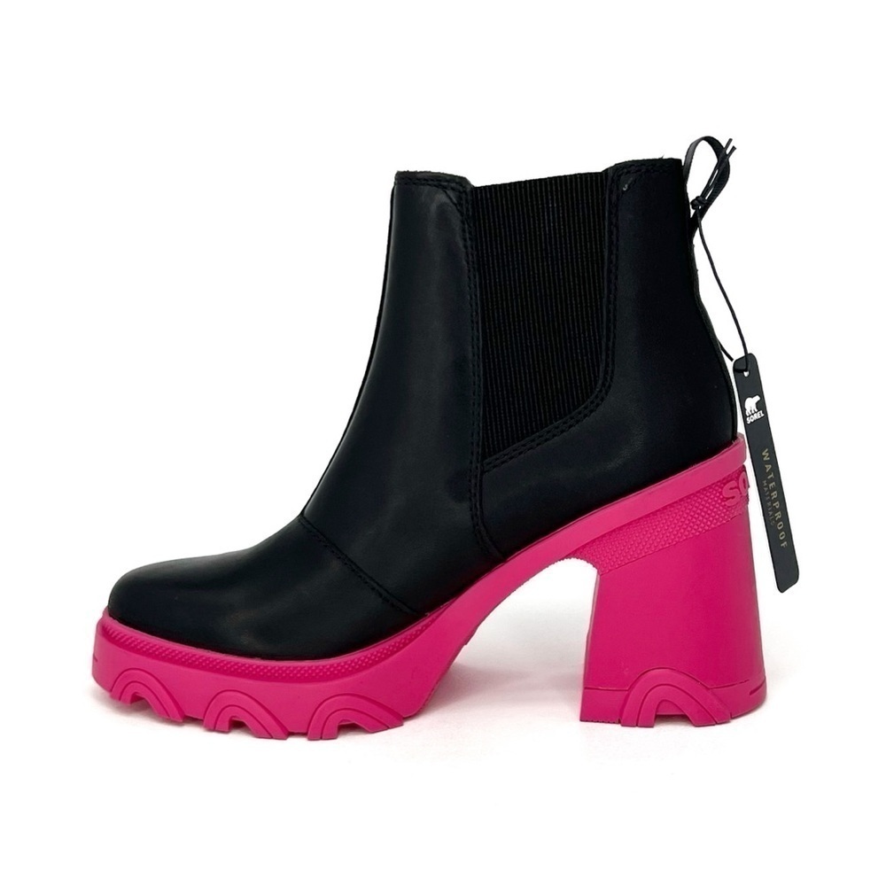 Sorel Brex Waterproof Chelsea Ankle Boots Size 6 Platform Black Pink New NWT - Picture 5 of 10